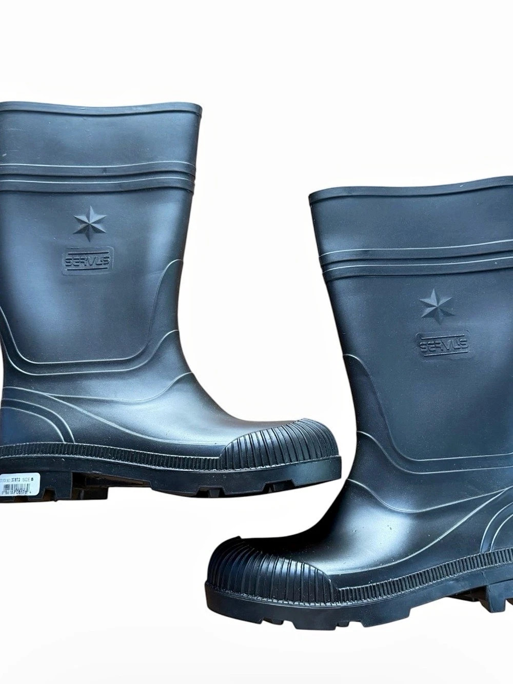 Servus Men's Size 8 Black Rubber Work Rain Boots Waterproof High Cut